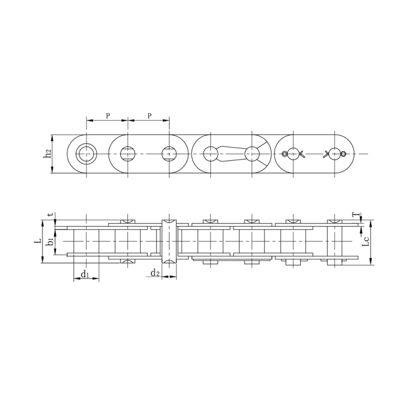 Rullaketjut suoralla sivulevyllä ( A - sarja )