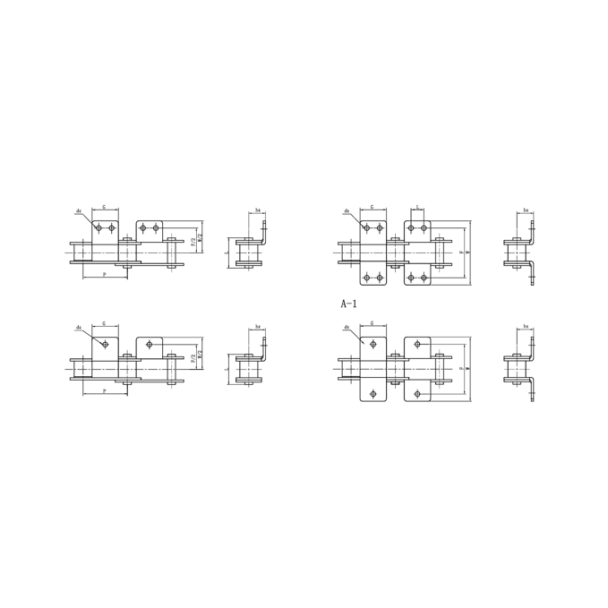 Kaksijakoiset kuljetinketjujen kiinnikkeet