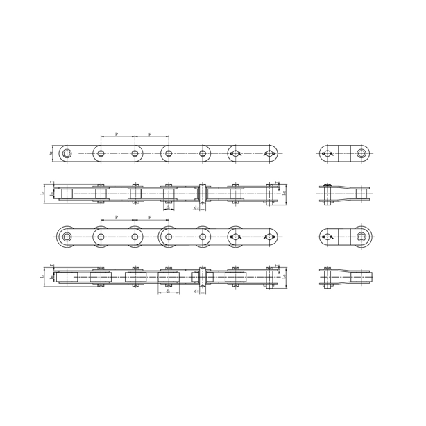 Ruostumattomasta teräksestä valmistetut kaksijakoiset kuljetinketjut