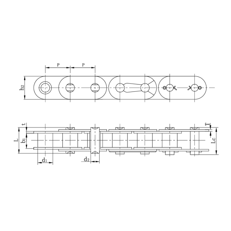 Rullaketjut suoralla sivulevyllä (B-sarja)