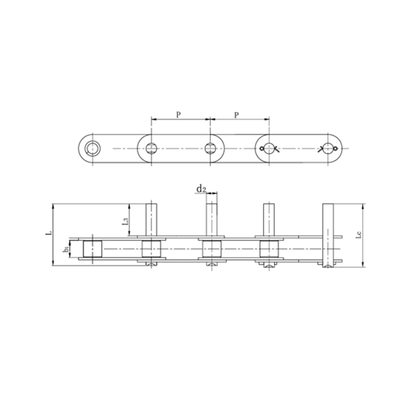 Kaksijakoiset kuljetinketjut pidennetyillä tapeilla